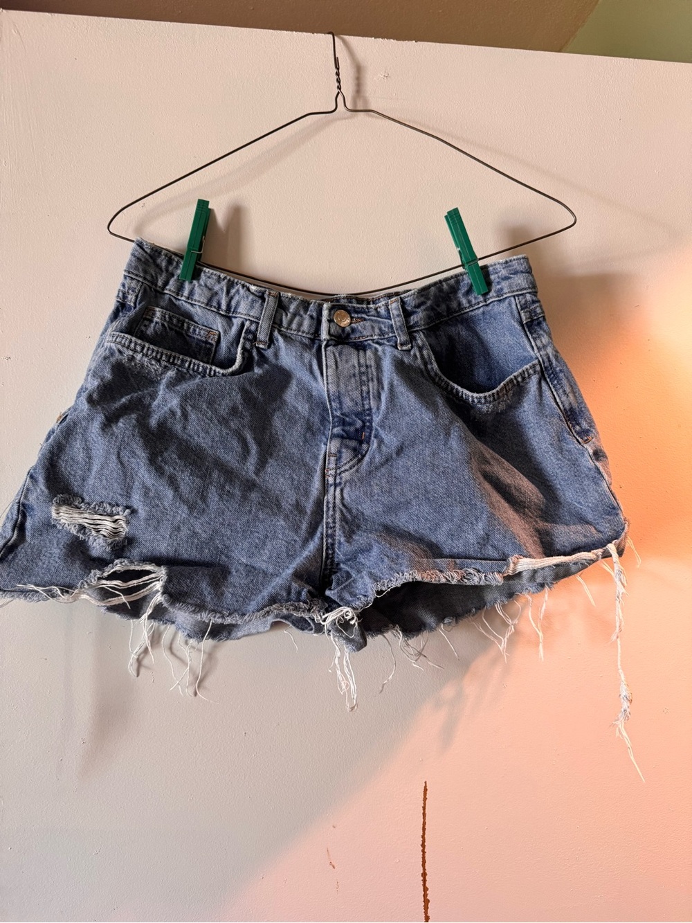 Forever 21 Light Blue Distressed Denim Shorts